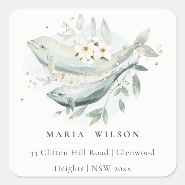 Eleganter Aquamariner Goldmedaillenfisch unter Was Quadratischer Aufkleber (Vorderseite)