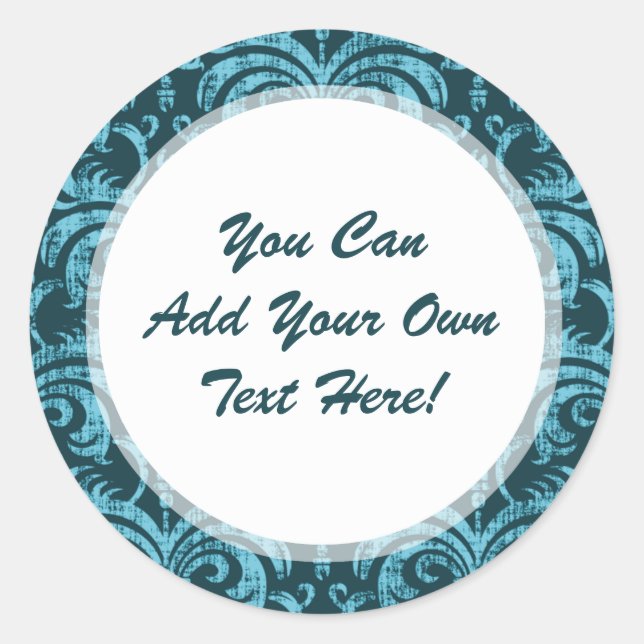 Eleganter Aquamariner grüner Gotischer Grunge Dama Runder Aufkleber (Vorderseite)