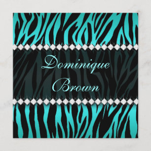 Eleganter aquamariner Jeweled Zebra laden ein Einladung