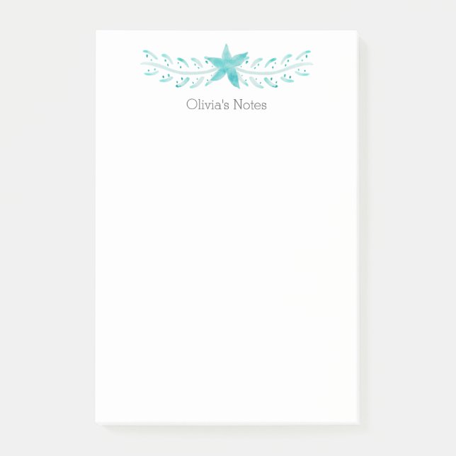 Eleganter Aquamariner Küstensee Post-it Klebezettel (Vorderseite)