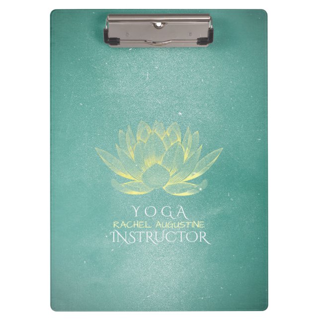 Eleganter Aquamariner Lotus Yoga Mediation-Lehrer Klemmbrett (Vorderseite)