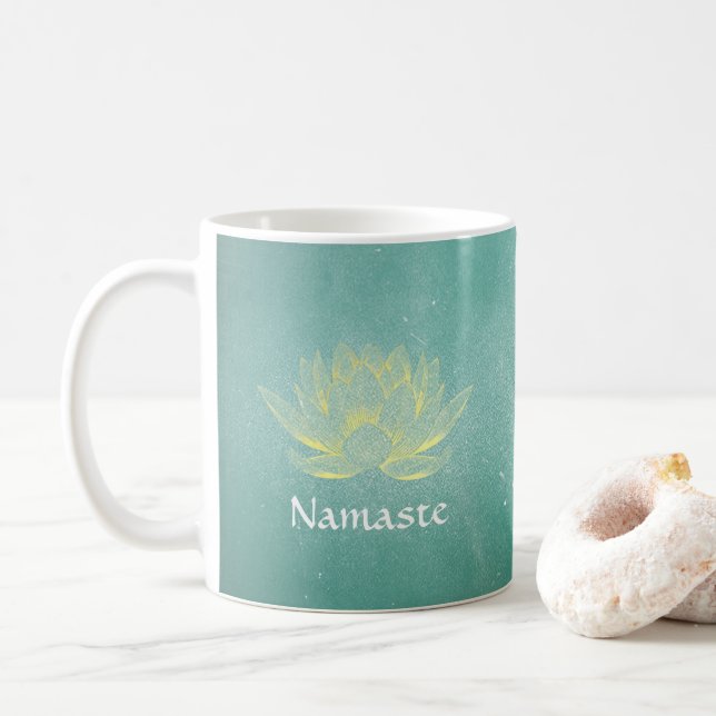 Eleganter Aquamariner Lotus Yoga Mediation-Lehrer Tasse (Mit Donut)