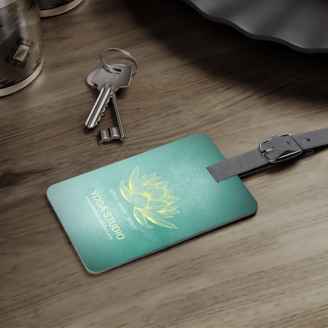 Eleganter Aquamariner Lotus YOGA Meditation Instru Gepäckanhänger (Von Creator hochgeladen)