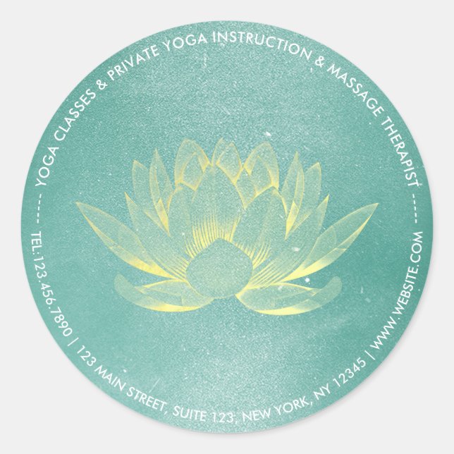 Eleganter Aquamariner Lotus YOGA Meditation Instru Runder Aufkleber (Vorderseite)