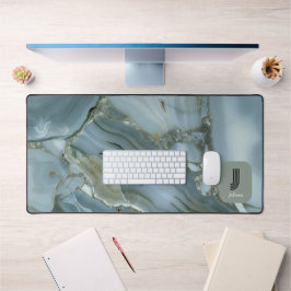 Eleganter Aquamariner Marmoreffekt Individualisier Schreibtischunterlage
