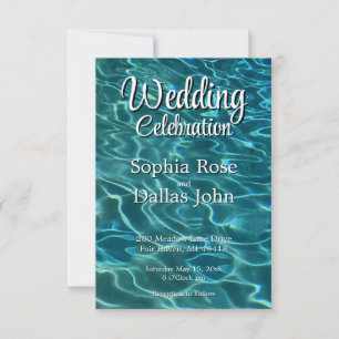 Eleganter aquamariner Wassermustersee Hochzeit Einladung