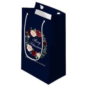Eleganter Aquarell-BlumenKranz-frohe Weihnachten Kleine Geschenktüte