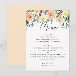Eleganter Aquarellgarten Hochzeit Menükarte