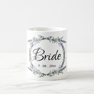 Eleganter Aquarelllavender Eukalyptus Bride Kaffeetasse