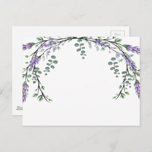 Eleganter Aquarelllavender und Eukalyptus Postkarte