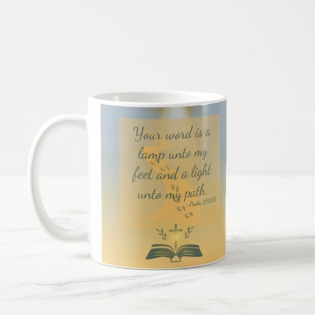 Eleganter Aquarellpsalm 119:105 Kaffeetasse (Links)