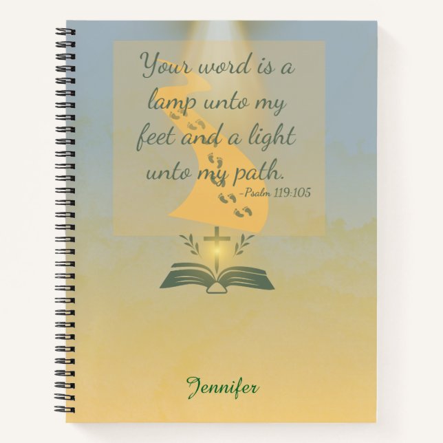 Eleganter Aquarellpsalm 119:105 Notizbuch (Vorderseite)