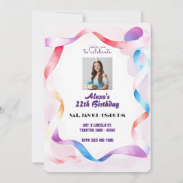 Eleganter Aquarellrahmen Geburtstag Personalisiert Einladung