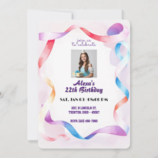 Eleganter Aquarellrahmen Geburtstag Personalisiert Einladung
