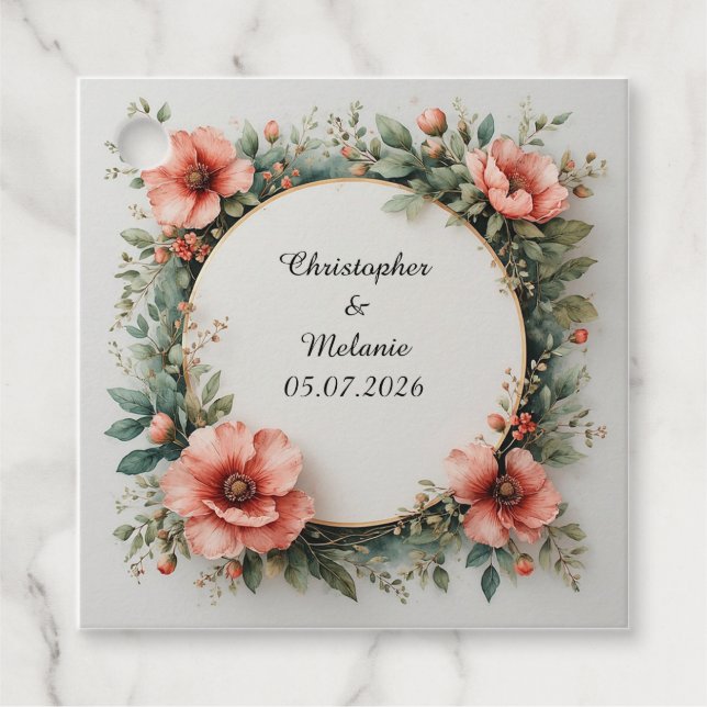 Eleganter Aquarellrahmen Geschenkanhänger (Vorderseite)