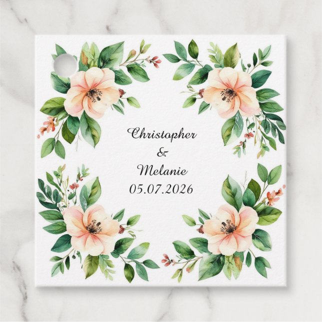Eleganter Aquarellrahmen Geschenkanhänger (Vorderseite)