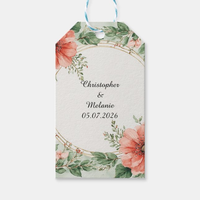 Eleganter Aquarellrahmen Geschenkanhänger (Vorderseite)