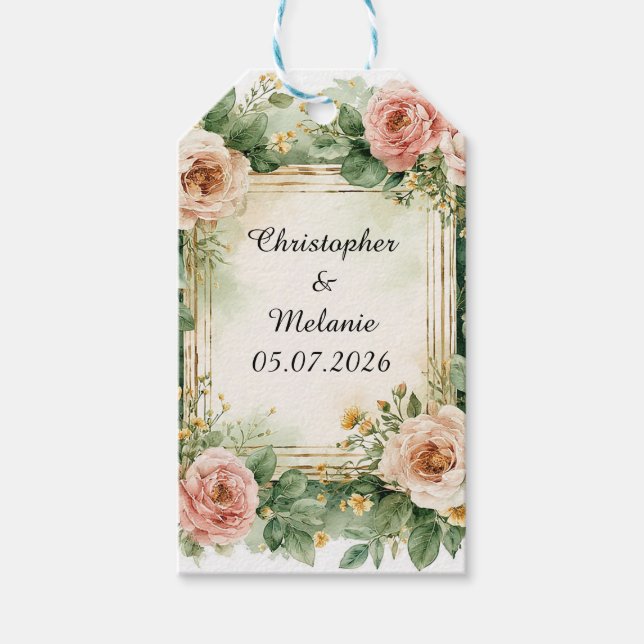 Eleganter Aquarellrahmen Geschenkanhänger (Vorderseite)