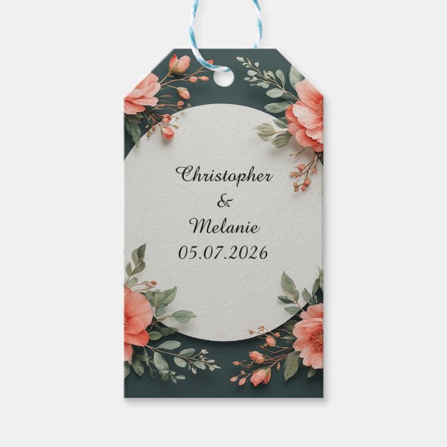 Eleganter Aquarellrahmen Geschenkanhänger (Vorderseite)