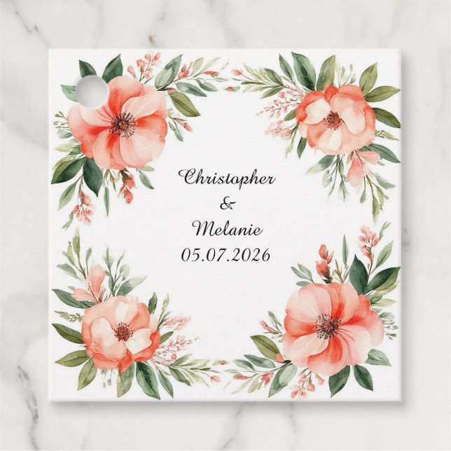 Eleganter Aquarellrahmen Geschenkanhänger (Vorderseite)