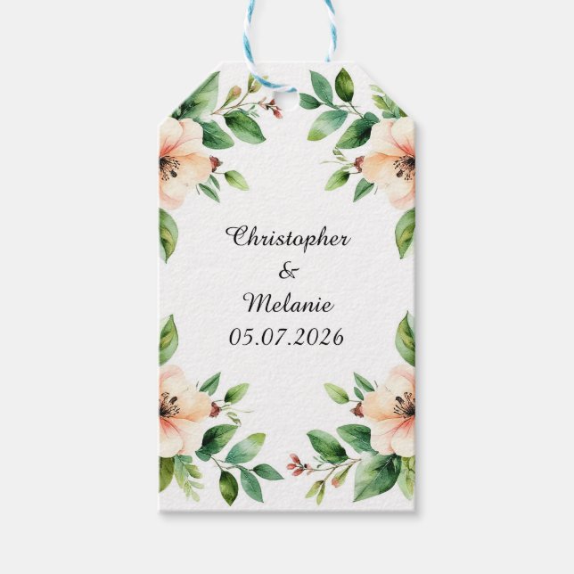 Eleganter Aquarellrahmen Geschenkanhänger (Vorderseite)