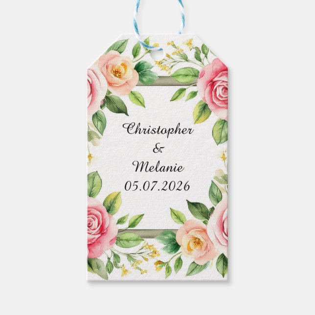 Eleganter Aquarellrahmen Geschenkanhänger (Vorderseite)