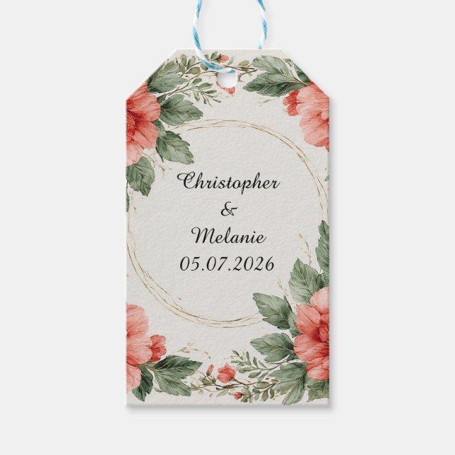 Eleganter Aquarellrahmen Geschenkanhänger (Vorderseite)