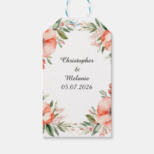 Eleganter Aquarellrahmen Geschenkanhänger (Vorderseite)