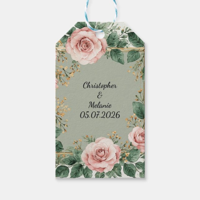 Eleganter Aquarellrahmen Geschenkanhänger (Vorderseite)