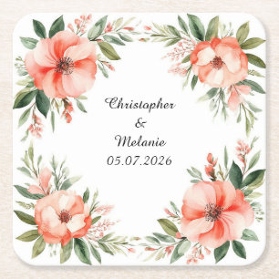 Eleganter Aquarellrahmen Rechteckiger Pappuntersetzer