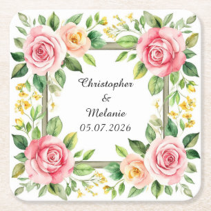 Eleganter Aquarellrahmen Rechteckiger Pappuntersetzer