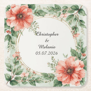 Eleganter Aquarellrahmen Rechteckiger Pappuntersetzer