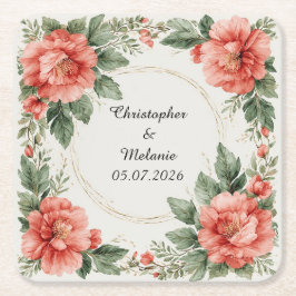 Eleganter Aquarellrahmen Rechteckiger Pappuntersetzer