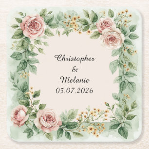 Eleganter Aquarellrahmen Rechteckiger Pappuntersetzer