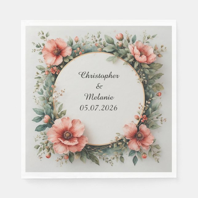 Eleganter Aquarellrahmen Serviette (Vorderseite)