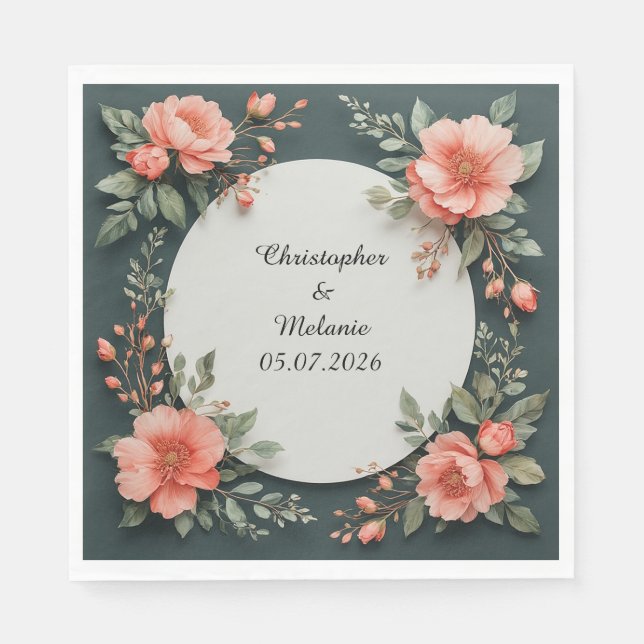 Eleganter Aquarellrahmen Serviette (Vorderseite)