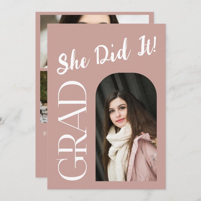 Eleganter Arch Abschluss Einladung | Benutzerdefin (Vorne/Hinten)