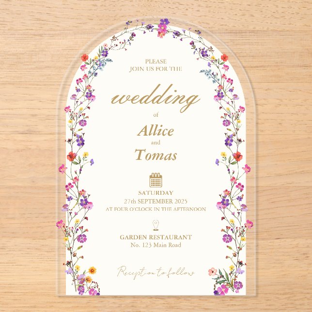 Eleganter Arch Akryllische Hochzeitseinladung Acryleinladungen (Vorderseite)