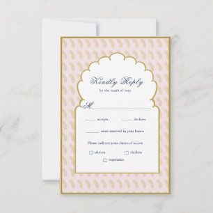 Eleganter Arch Frame Rosa indische Hochzeit RSVP C Karte