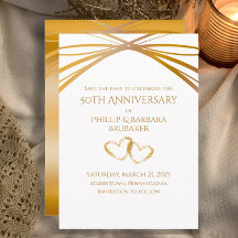 Eleganter Arch Golden 50. Jahrestag Save the Date