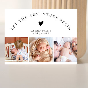 Eleganter Arch Minimal Foto Collage Baby Dusche Postkarte