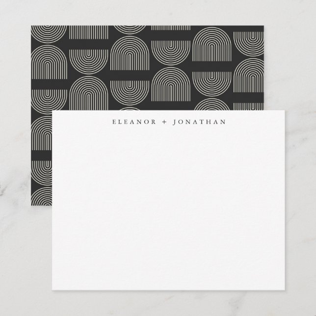 Eleganter Arch Schwarz-weißes Personalisiertes Paa Mitteilungskarte (Vorne/Hinten)