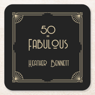 Eleganter Art Deco 50. und Fantastischer Geburtsta Rechteckiger Pappuntersetzer