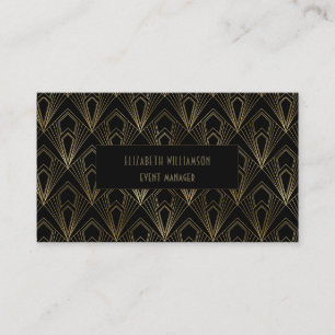 Eleganter Art Deco Berufstätiger   Schwarz und Gol Visitenkarte