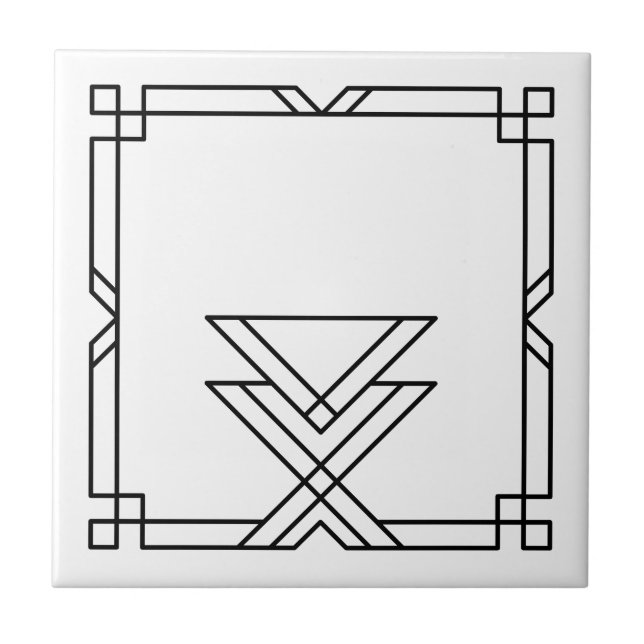 Eleganter Art Deco Einfache geometrische Rahmen Fliese (Vorderseite)