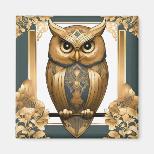 Eleganter Art Deco-Uhu Magnet