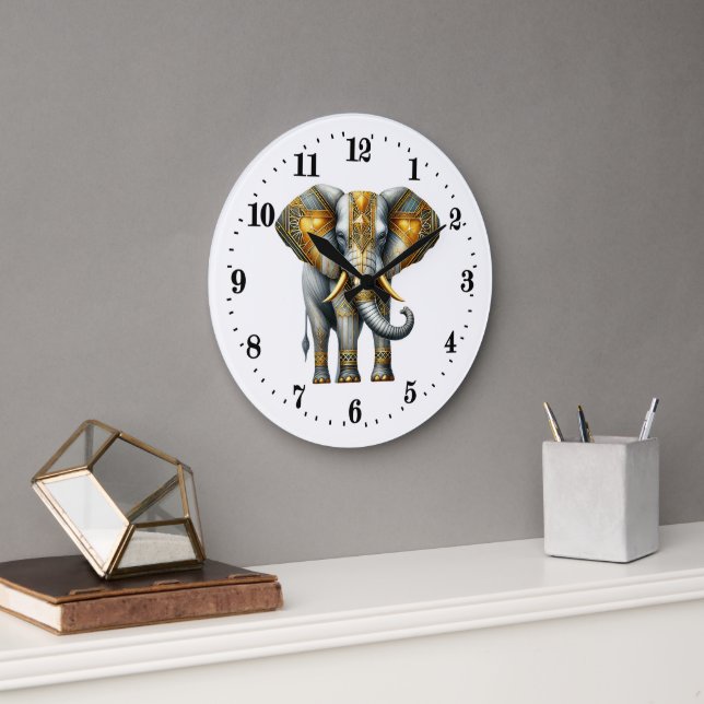 Eleganter Art Deko Elefant Große Wanduhr (Büro)