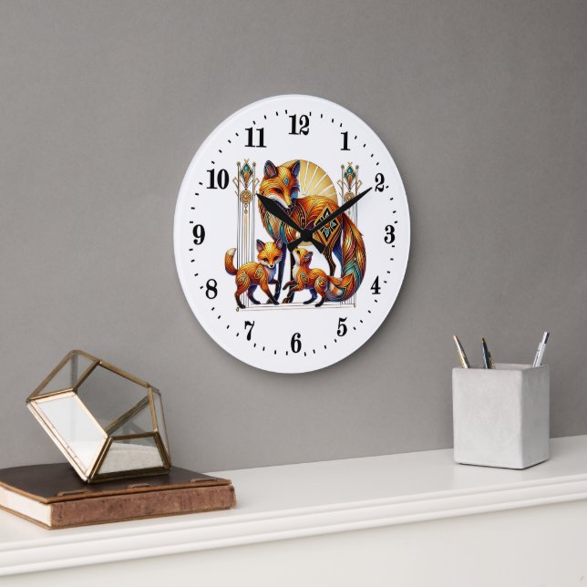 Eleganter Art Deko fox Große Wanduhr (Büro)