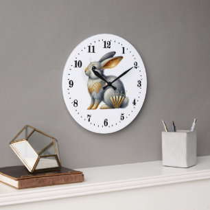 Eleganter Art Deko-Hase Große Wanduhr