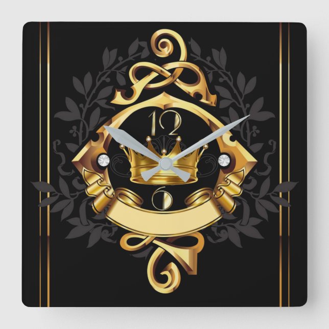 Eleganter Art Deko personalisiert Quadratische Wanduhr (Vorderseite)